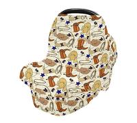 Seamless Cowboy Western Boots Hat Car Seat Covers for Babies Stretchy & Soft High Chair Cover Breathable Shopping Cart Cover Shower Gifts
