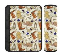 Seamless Cowboy Western Boots Hat Car Seat Shoulder Pads Belt Covers for Kids Soft Seat Strap Covers for Babys 2 Pieces 6.5 * 6.5in