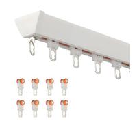 Seamless Curtain Rail Track 70-600cm, Anti-Light Leakage Rod Set, V Shape Aluminum Ceiling Rail, Quiet Single Track with Smooth Rollers (White, 100cm/3.28ft)