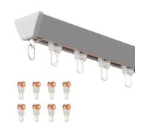 Seamless Curtain Rail Track 70cm-600cm, Anti-Light Leakage Rod Set, Ceiling V Shape Aluminum with Silent Rollers, Single Track Window Treatment (Gray, 100cm/3.28ft)