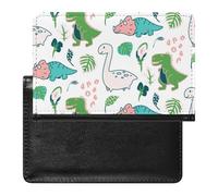 Seamless Cute Childish Dino Dinosaurs Green Palm Trees on White Women's Passport Protector, Men's Passport Protector, PU Travel Passport Protector for Women Men Worker 5.8 x 3.9 x 0.4 inch