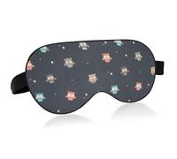 Seamless Cute Colorful Little Owls Night Birds with Stars on Dark Adjustable Sleep Mask Lightweight Blindfold with Fashion Patterns Elastic Hidden Strap Relaxing Light Block 9.45 x 3.9 inch