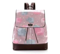 Seamless Cute Princess Elephant Pattern Women Backpack, Small Travel Flap Rucksack Handbag Causal Daypack for Ladies Girls