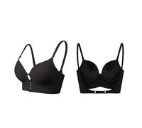 Seamless Demi Bras Women Push Up Front Fastening Longline Balconette Bra | V Neck Low Back Lift Non Wired Bras Multi Colors Camisole Bralettes Padded for Small and Large Breasts