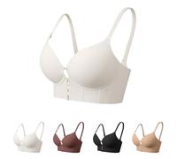 Seamless Demi Bras Women Push Up Front Fastening Longline Balconette Bra | V Neck Low Back Lift Non Wired Bras Multi Colors Camisole Bralettes Padded for Small and Large Breasts