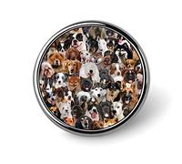 Seamless Different Dog Breeds Round Brooch Pin, Unisex Smooth Surface Lapel Tie Pin, Lightweight Badge Jewelry Crafts Decor for Costume Accessory Men Women