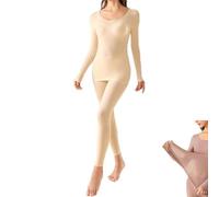 Seamless Elastic Thermal Inner Wear, Ultra-thin Seamless Thermal Underwear for Women, Soft Winter Base Layer Set (Skin,XL(60-80kg))