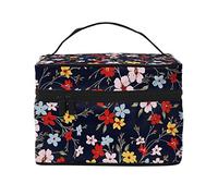 Seamless Floral Makeup Bag Travel Cosmetic Bag for Women Girl Large Makeup Organizer Bag Portable Toiletries Bag Travel Essentials