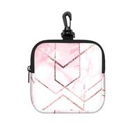 Seamless Geometric Pattern with Gold Glitter Lines and Rose Marble, Square Zipper Storage Bag, Neoprene Coin Purse, Small Wallets, Change Pouch, Change Purse