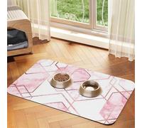 Seamless Geometric Pattern With Gold Glitter Lines And Rose Marble,Waterproof Pet Feeding Mat,PU Leather Placemats for Cat Dog Water Bowl,Food Mats,40x60cm