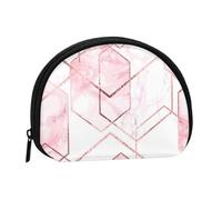 Seamless Geometric Pattern with Gold Glitter Lines and Rose Marble, Women's Storage Bag Shell Makeup Bag Small Coin Purse Shell Change Pouch