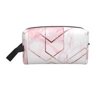 Seamless Geometric Pattern with Gold Glitter Lines and Rose MarbleLarge Capacity Cosmetic Organizer,Travel Makeup Bag for Women