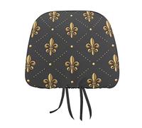 Seamless Gold Fleur De Lis Texture 2PCs Universal Car Seat Headrest Protector Covers, Soft Car Headrest Cover Interior Accessories Decoration Fit Most Cars Vehicles
