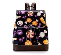 Seamless Halloween Candies Elements Women Backpack, Small Travel Flap Rucksack Handbag Causal Daypack for Ladies Girls