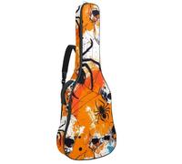 Seamless Halloween Skulls Spiders Spiderweb Padded Guitar Bag, Protective Acoustic Guitar Cover Gig Bag for Electric Bass Classical Guitar