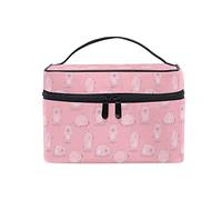 Seamless Hand-drawn Cute Pigs Doing Different Actions in Pink Style Beauty Cosmetic with Zipper Brush Portable Storage Bag, Fashion printing Toiletry, Durable Travel Organizer Tote Unisex Gifts