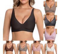 Seamless Jelly Bra Full Cup Leopard Print Bra Comfort Sleep Wireless Push Up Bras Non Wired Everyday T Shirt Bralette with Soft Gel Support Wireless Plunge Comfort Wide Strap Padded Bras