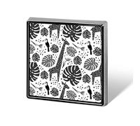 Seamless Jungle Animals Giraffe, Toucan, Tropical Plants Palm Leaves Square Badge Smooth Surface Lapel Tie Pin, Lightweight Badge for Women Men Office Worker Nurse Teacher Student Shirts Backpack