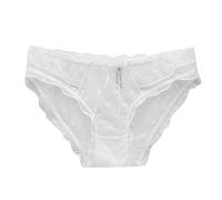 Seamless Knickers briefs for Women Sexy Lace Seamless Underwear for Women Ladies Panties Polka Dot Lace Panties Mesh Streamer Low Waist Breathable Briefs Underwear Cotton Breathable (White, M)