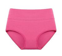 Seamless Knickers for Women Ladies Large Comfortable Trackless MidWaist Cotton Bottom Crotch Underwear with Raised Contracted Abdomen Traceless Pants (Watermelon Red, M)