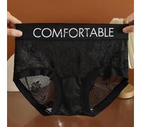 Seamless Lace Women's Underwear, Ultra Thin Triangle Pants, Low Waist Cotton Fabric, Regular Length, Perfect for Year Round Wear (XL(60kg-70kg) Black)