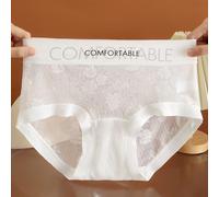 Seamless Lace Women's Underwear, Ultra Thin Triangle Pants, Low Waist Cotton Fabric, Regular Length, Perfect for Year Round Wear (XL(XL(60kg-70kg) White)