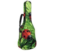 Seamless Lady Bugs on Green Leaves Acoustic Guitar Bag Thick Padded, Waterproof Guitar Gig Bag for 40 41 42 Inch Guitars