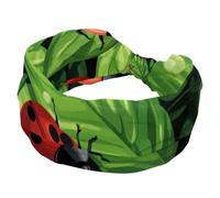 Seamless Lady Bugs on Green Leaves Sports Headbands for Women, Elastic Sports Hair Bands Nurse Wide Turban for Workouts Yoga Gym Tennis
