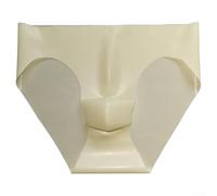 Seamless Latex Mens Underpants With Low Waist Briefs See Through Pouch Rubber Panties Designed For Secure And Stylish Wear(M White)