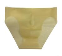 Seamless Latex Mens Underpants With Low Waist Briefs See Through Pouch Rubber Panties Designed For Secure And Stylish Wear(L Beige)