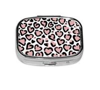 Seamless Leopard Pattern Heart Shaped,Meta Pill Box 2 Compartment Medicine Case,Portable Organizer,Rectangle Meta Portable Organizer Pill Box 2549 Compartment Medicine Case