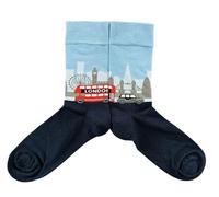 Seamless London Skyline Red Bus Big Ben Socks, Novelty Fun Gift Men’s Socks