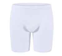 Seamless Long Leg Boxer Briefs for Men Soft Anti-Chafing Shorts Lounge Underwear Low Waisted Ultra Thin Underpant (White,L)
