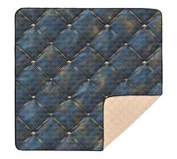 Seamless Luxury Quilted Blue Large Non-Slip Baby Playmat for Indoor Outdoor 1-Piecing Travel Play Mat for Baby Toddler Infant, 50'' x 50''