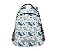 Seamless Maritime Abstract Model with Whales and Jellyfish Backpacks for Kids School Bag Student Backpack Bookbag for Boys Girls Casual Bag
