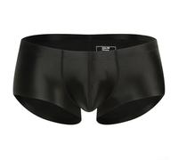 Seamless Men Underwear Boxer Briefs Featuring Breathable Material, Glossy Oil Shiny Satin and U Convex Pouch (XL Black)