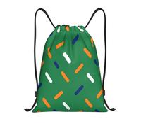 Seamless Of Colorful Horizontal Rectangles On Green Background Sports String Backpack Scratch Drawstring Gym Unisex String Bags For Hiking School Outside 39X46Cm