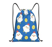 Seamless Of Cute White Chickens And Yellow Faces Sack Backpack Stylish Sports Drawstring Unisex Gym String Bag For Yoga Climbing Women 39X46Cm