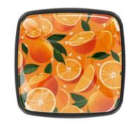 Seamless Orange Fruit Citrus Background Kitchen Cabinet Knobs, Dresser Drawer Knobs with Screws Pulls Handles Hardware for Home Furniture, 4 Pack
