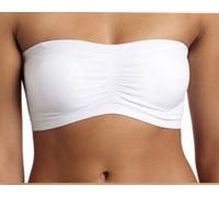 seamless Padded Bandeau Bra Boob Tube Strapless Stretchy with Removable Padding (Small, White)