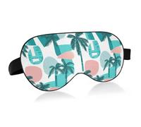 Seamless Palm Tree Green Travel Essential Night Eye mask with Elastic Adjustable Band Blackout Motel Sleep Eye Cover Train