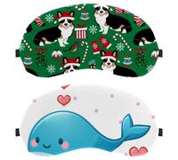 Seamless Pattern Blue Whale 2 Packs Eye Mask, Sleeping Eye Mask for Side Sleeper, Zero Eye Pressure Night Blindfold, Adjustable Sleep Cover, Completely Block Out Light Eye Shade
