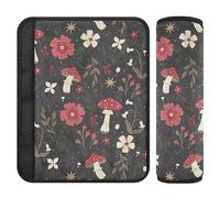 Seamless Pattern Fly Agaric Flowers Toddler Seat Shoulder Pads Covers for Babys Soft Seat Strap Belt Covers for Adults 2 Pieces 6.5 * 6.5in