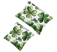 Seamless Pattern of Clover Leaves Pocket Cosmetic Bag, Waterproof Squeeze Makeup Bag No Zipper Self-Closing, Portable Mini Travel Storage for Headphones Jewelry