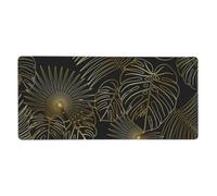 Seamless Pattern Of Exotic Jungle Tropical Golden Palm Leaves,Mouse Pad Large Desk Pad Computer Keyboard Mouse Mat With Non Slip Rubber Base 40 x 90 cm
