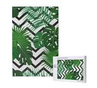 Seamless Pattern Of Exotic Jungle Tropical Palm Leaves,1000 Pieces Wooden Jigsaw Family Game Jigsaw Puzzles for Adults Teens