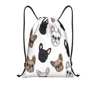Seamless Pattern Of French Bulldog Faces Sport Sack Drawstring Bag Lightweight Versatile Gym Bag For Holiday Hiking Swim 36X42Cm