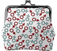 Seamless Pattern of Sex Symbols Women's Leather Coin Purse, Small Change Pouch with Kiss-Lock Clasp Closure Buckle Wallet for Girl Gift