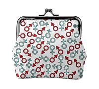 Seamless Pattern of Sex Symbols Women's Leather Coin Purse, Small Change Pouch with Kiss-Lock Clasp Closure Buckle Wallet for Girl Gift