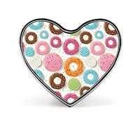 Seamless Pattern with Colorful Tasty Glossy Donuts on White Heart Brooch Pin, Unisex Smooth Surface Lapel Tie Pin, Lightweight Badge Jewelry Crafts Decor for Costume Accessory Men Women